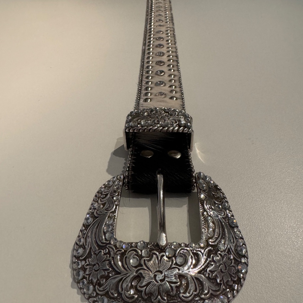 Bejeweled rhinestone studded pony hip belt XL Noona belt bling leather - Picture 6 of 10